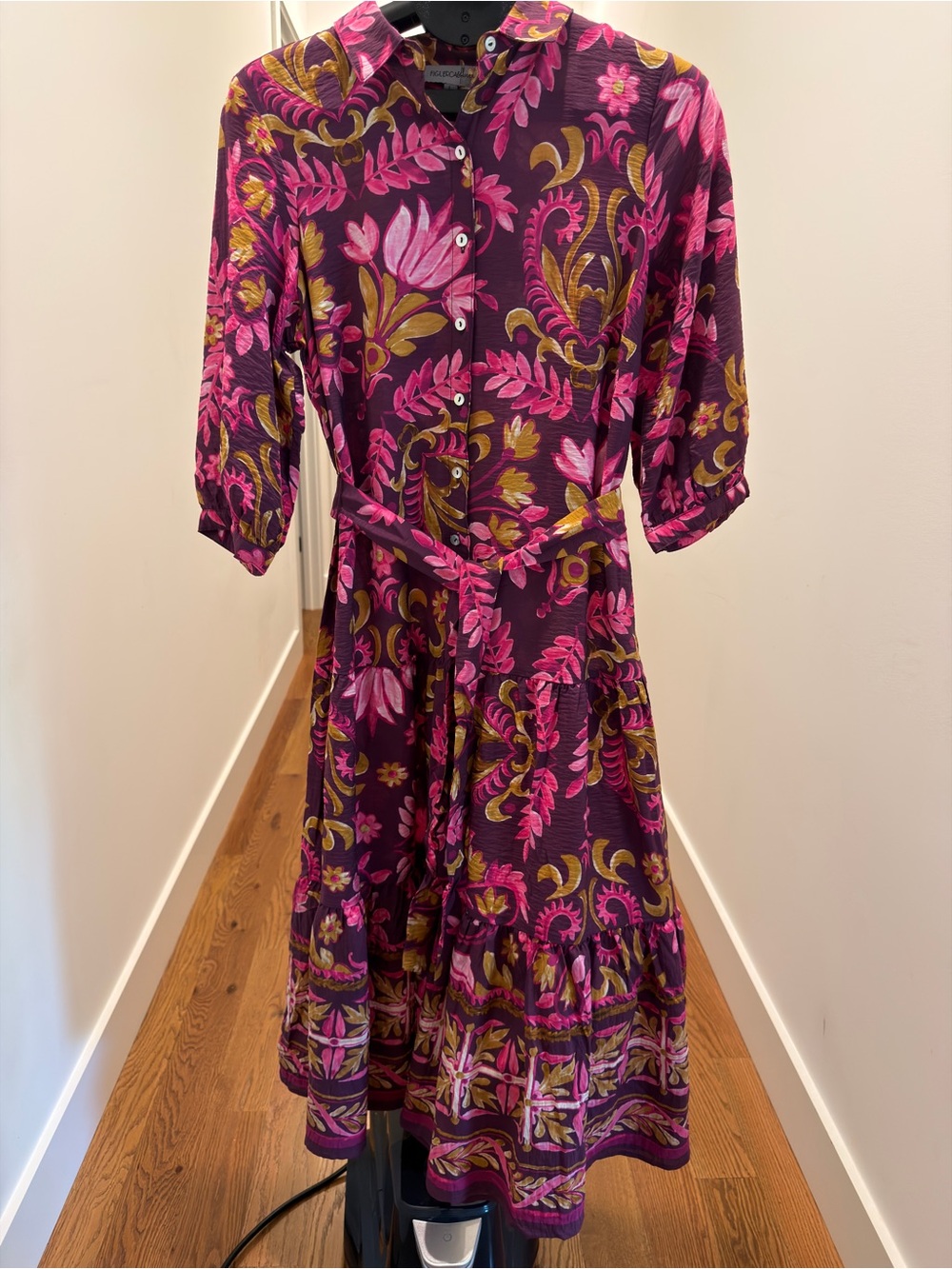 Floral Button-Front Midi Dress in Plum by Figueroa & Flower